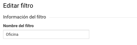 nombre del filtro google analytics