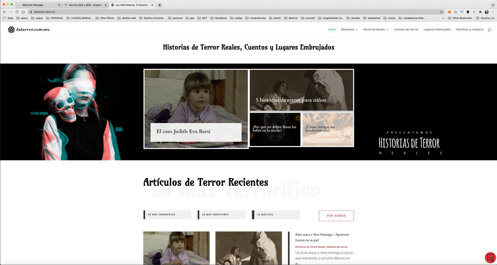 diseño de sitio web de terror